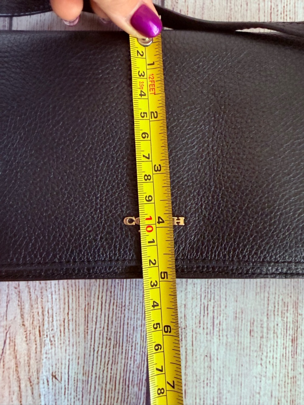 COACH Black Pebbled Leather Foldover Crossbody Purse - Picture 4 of 5